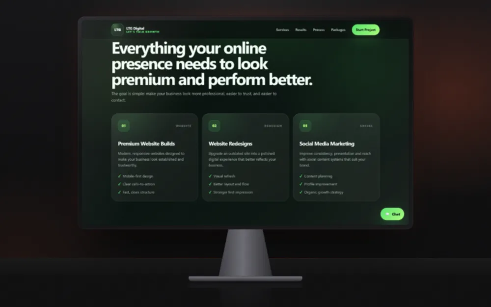 LTG Digital website on a studio display