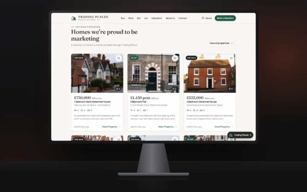 Trading Places website on a studio display