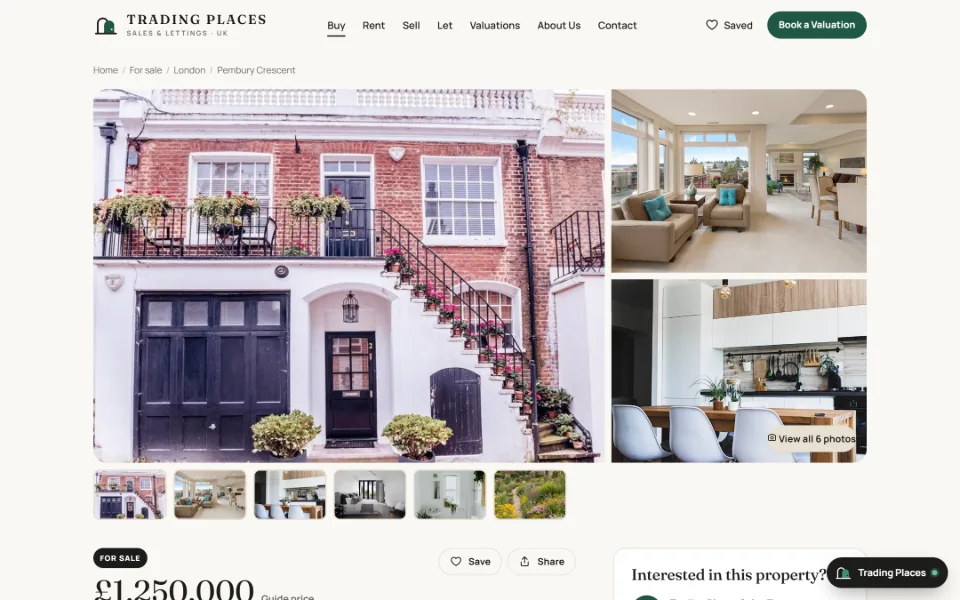 Trading Places: Property detail page